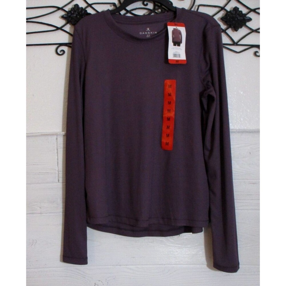 Danskin Women's Knit Top Size M Long Sleeve Purple Round Neck